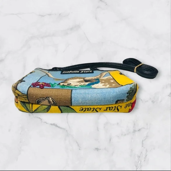 Isabella Fiore Vintage Texas Longhorn Embroidered Embellished Designer Purse Bag - Picture 6 of 9